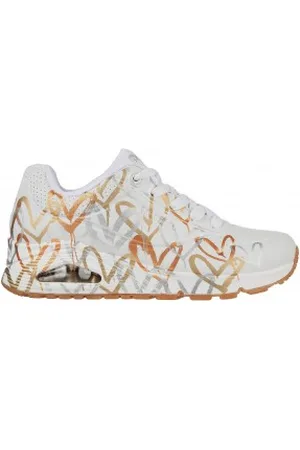 Skechers Para mulher. 155523 Trainers Uno Goldcrown - Amor metálico , metálico (36), 3 a 5cm, Cordão, Casual