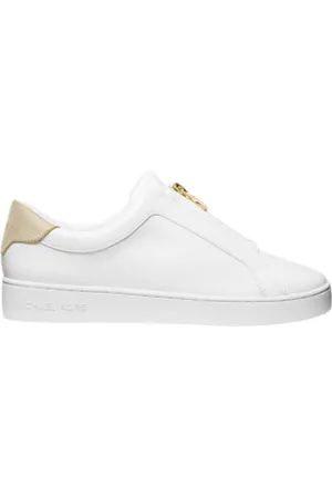 Michael Kors Para mulher. 43R4KTFP2L Calças de treino Keaton brancas com fecho de correr e logótipo (36), Plano, Cordão, Casual