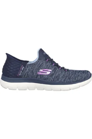 Skechers Para mulher. 149937 Slip-ins: Cimeiras azuis (36), , Tecido, Plano, Cordão, Casual