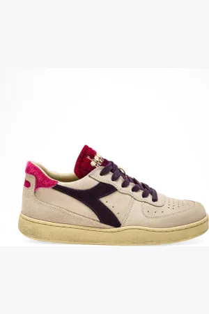 Diadora Para mulher. 201180905 Mi Basket Low Arctic sapatilhas de couro bege (36), Plano, Cordão, Casual