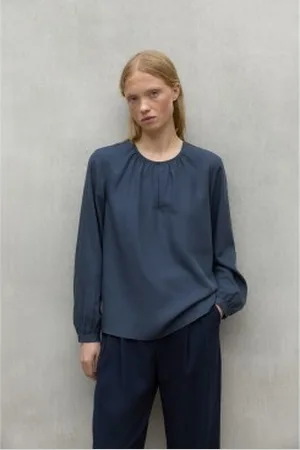 ECOALF Para mulher. MCWGASRALMA00344W24-144 Camisa Alma azul-marinho (L), Casual, Manga comprida, Lyocell