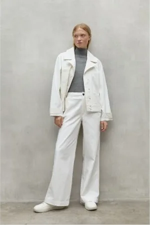 ECOALF Para mulher. MCWGAPAVALLS0174W24-000 Calças Valls brancas (34), , Casual, Algodão