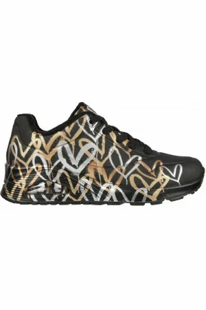 Skechers Para mulher. 155523 Uno Goldcrown Sneakers - Amor metálico , metálico (37), 3 a 5cm, Cordão, Casual