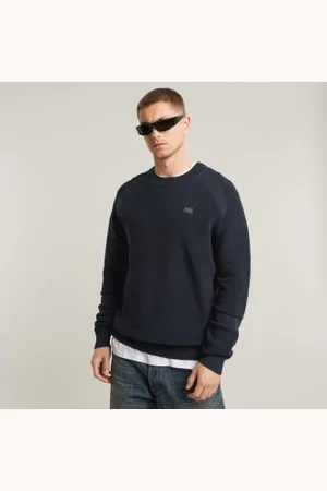 G-Star Para homem. D25111-C868-862 Camisola de malha com pormenor em azul-marinho (L), Casual, Algodão orgânico, Sustentável