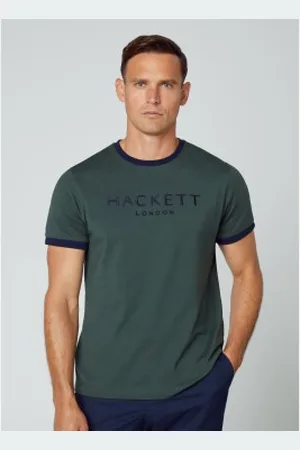 Hackett Para homem. HM500762 T-shirt clássica Heritage verde (L), Casual, Algodão, Manga curta