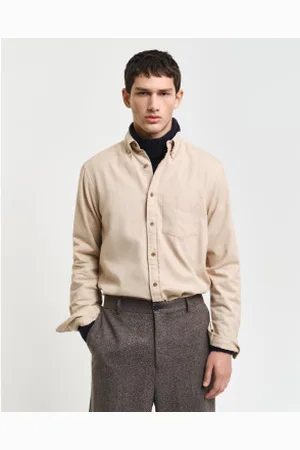 GANT Para homem. 3240189 Camisa de flanela de ajuste regular com padrão de espinha de peixe (L), Casual, Algodão, Manga comprida