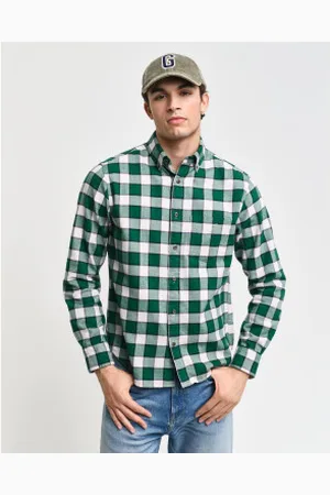GANT Para homem. 3240190 Camisa xadrez de corte regular com padrão de espinha de peixe (L), Casual, Manga comprida
