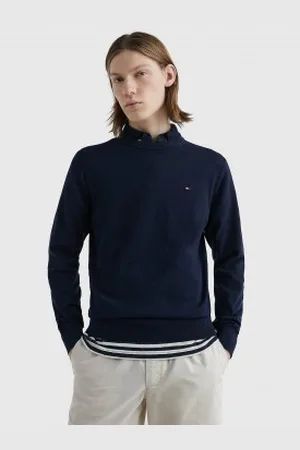 Tommy Hilfiger Para homem. MW0MW30955 Salta 1985 Marinha Neck da tripulação (XXL), Casual, Algodão, Sustentável