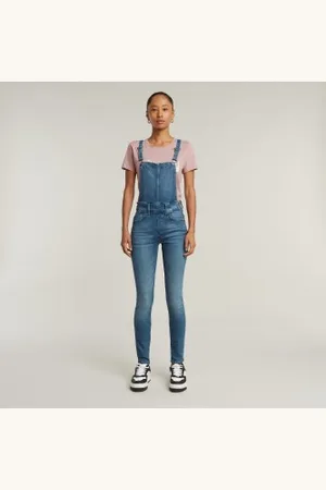 G-Star Para mulher. D14425-6550-C571 Macacão justo de cintura alta Lynn (26), Casual, Algodão, Denim, Sem mangas / correias