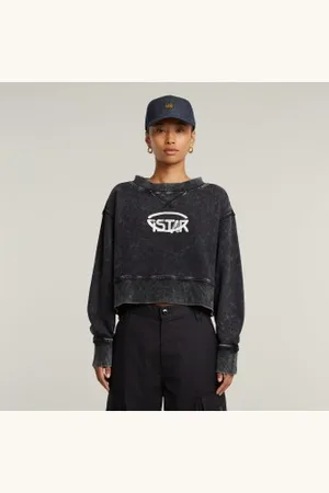 G-Star Para mulher. D26655-D249-B564 Sweatshirt overdyed com logótipo cortado e solto (XXS), Casual, Algodão orgânico, Sustentável