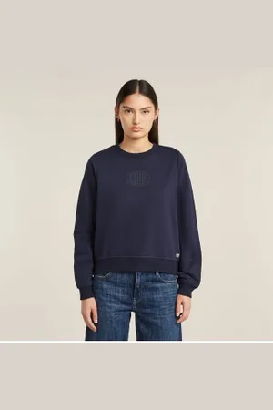 G-Star Para mulher. D26375-D991-C423 Sweatshirt Logo Crew navy (S), Casual, Algodão, Sustentável