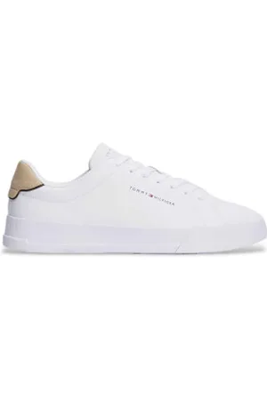 Tommy Hilfiger Para homem. FM0FM05367 Ténis de couro com pormenor de corte branco (46), Plano, Cordão, Casual