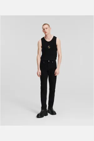 Karl Lagerfeld Para homem. A1M10006 Calças de ganga básicas pretas (29/32), Preto, Casual, Poliéster