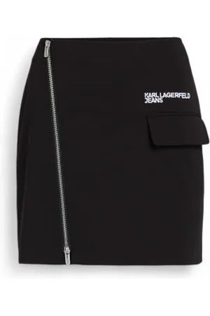 Karl Lagerfeld Para mulher. A1W12012 Saia preta com fecho de correr (XS), , Casual, Poliéster