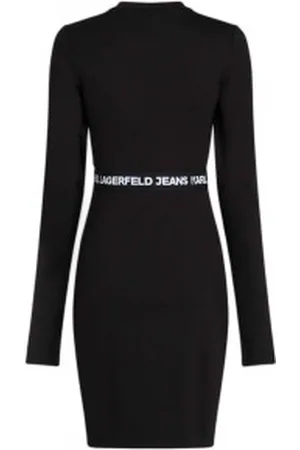 Karl Lagerfeld Para mulher. A1W13009 Vestido preto justo (XS), Casual, Viscoso, Manga comprida