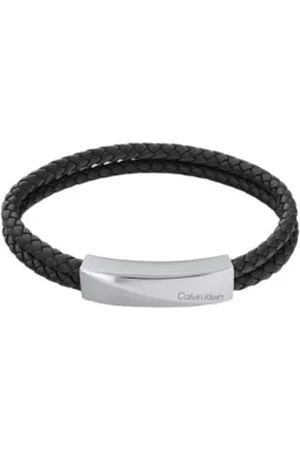 Calvin Klein Para homem. 35000097 Pulseira de couro entrançado Wrapped & Braided preto (OSFA), Casual, Pele, Aço inoxidável