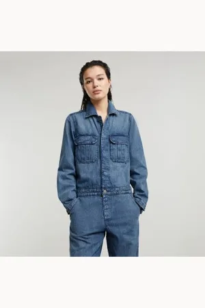 G-Star Para mulher. D24392-D777-G797 Macacão de pintor (M), Casual, Denim, Manga comprida, Algodão orgânico, Sustentável
