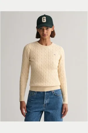 GANT Para mulher. 4800100 Camisola de malha com gola redonda e oitos (S), Casual, Algodão