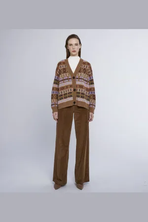 Max Mara Para mulher. 2425346062650 Casaco de malha Eccelso castanho (L), Marrom, Casual, , Acrílico