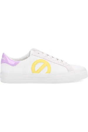 No Name Para mulher. MNGMNS0 Sapatilhas de couro com fecho de correr em branco (37), Plano, Cordão, Casual