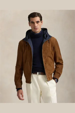 Ralph Lauren Para homem. 710907548002 Casaco reversível em tafetá castanho e camurça (S), , Casual, Pele