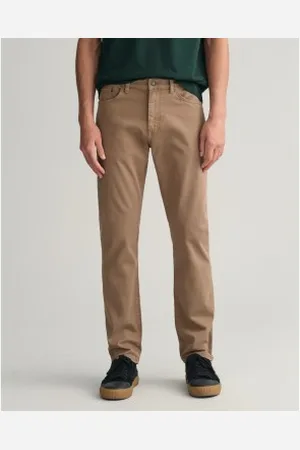 GANT Para homem. 1000263 Calças de corte regular Castanho deserto (29/32), Marrom, Casual, Algodão