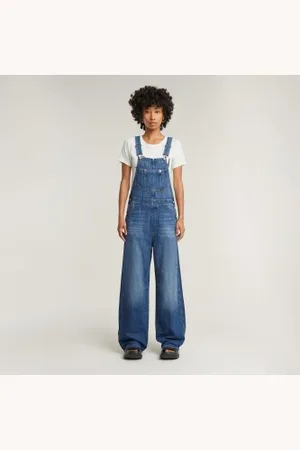 G-Star Para mulher. D24398-C779-G326 Jardineira de perna direita (S), Casual, Denim, Sem mangas / correias, Algodão orgânico, Sustentáv