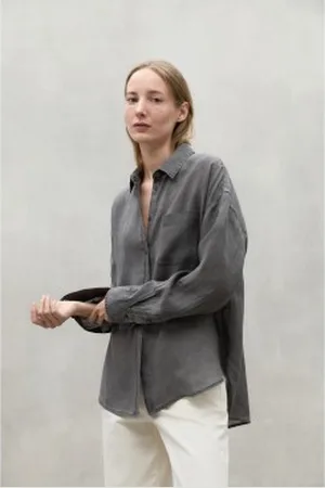 ECOALF Para mulher. MCWGASRDARIA0709S24-306 Camisa cinzenta Daria (S), Casual, , Linho, Manga comprida
