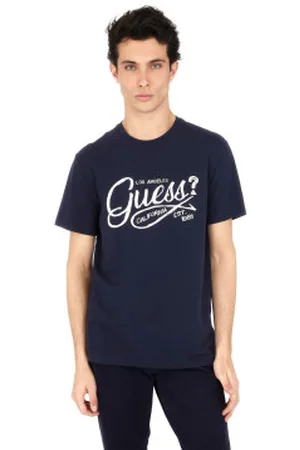 Guess Para homem. M5RI17J1314 T-shirt com logótipo azul-marinho (S), Casual, Algodão, Manga curta