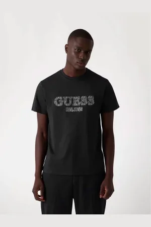 Guess Para homem. M5RI23K8FQ4 T-shirt com logótipo bordado a (S), Casual, Algodão, Manga curta