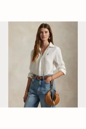 Ralph Lauren Para mulher. 211970730001 Camisa de corte clássico branca (XL), , Casual, Linho, Manga comprida