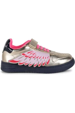 Billieblush Para menina. U20580 Sapatilhas de cano baixo em pele dourada (32), Couro, Plano, Cordão, Velcro, Casual, moda infantil