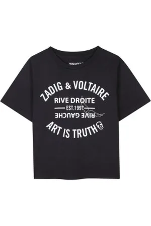 Zadig & Voltaire Unisex para criança. X60317 T-shirt de manga curta preta (4Años= 102cm), , Casual, Algodão, moda infantil
