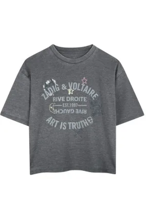 Zadig & Voltaire Unisex para criança. X60318 T-shirt de manga curta cinzenta (4Años= 102cm), Casual, , Algodão, moda infantil