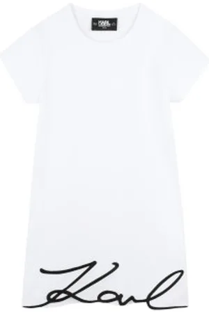 Karl Lagerfeld Unisex para criança. Z30454 Vestido de manga curta (4años= 102cm), Casual, Algodão, moda infantil