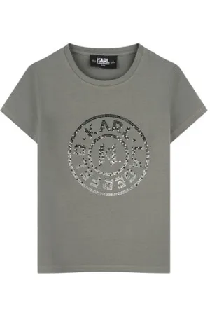 Karl Lagerfeld Unisex para criança. Z30499 T-shirt de manga curta (4años= 102cm), Casual, Algodão, moda infantil