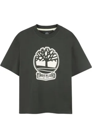 Timberland Unisex para criança. T60422 T-shirt de manga curta escura (4Años= 102cm), Casual, Algodão orgânico, Sustentável, moda infan