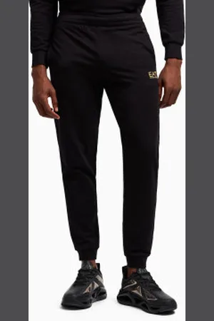 EA7 Para homem. 8NPP66_PJVRZ Calças jogger pretas (M), , Casual, Esportivo, Algodão, Multisport