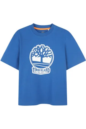 Timberland Unisex para criança. T60422 T-shirt de manga curta (4Años= 102cm), Casual, Algodão orgânico, Sustentável, moda infantil