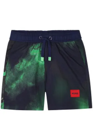HUGO BOSS Unisex para criança. G00330 Calções de surf azul marinho, verde (4Años= 102cm), Beachwear, Poliamida, moda infantil