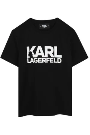 Karl Lagerfeld Unisex para criança. Z30435 T-shirt de manga curta com impressão do logótipo em (5años= 108cm), Casual, Algodão orgânic