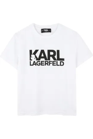 Karl Lagerfeld Unisex para criança. Z30435 T-shirt de manga curta com impressão do logótipo em (4años= 102cm), Casual, Algodão orgâni