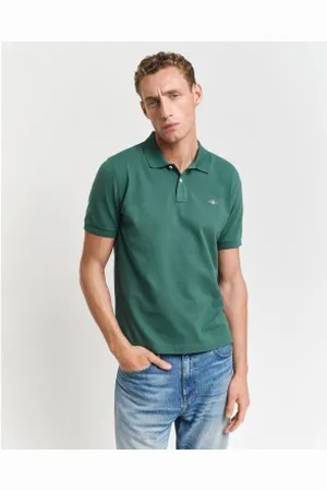 GANT Para homem. 2210 Pólo em piqué Regular Fit Shield green (S), Casual, , Algodão, Manga curta