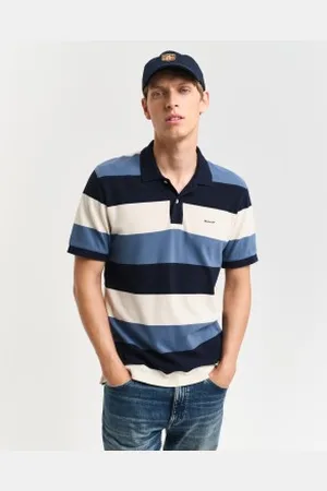 GANT Para homem. 2022151 Pólo em piqué às riscas em , blocos brancos (M), Casual, Algodão, Manga curta