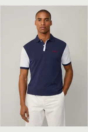 Hackett Para homem. HM563416 Pólo Heritage azul-marinho de corte clássico (L), Casual, Algodão, Manga curta