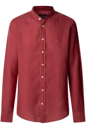 Hackett Para homem. HM3010267 Camisa de corte à medida vermelha (3XL), , Casual, Linho, Manga comprida