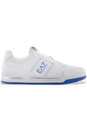 EA7 Unisex. X8X234_XK422 Sapatilhas Court em pele brancas (44), Couro, Plano, Cordão, Casual, Esportivo, Tênis / Paddle tennis, Multisport