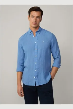 Hackett Para homem. HM3010264 Camisa de corte à medida (3XL), Casual, Linho, Manga comprida