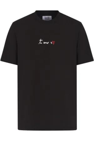EA7 Unisex. 7X000032_AF13243 T-shirt de manga curta Ti amo preta (L), , Casual, Algodão