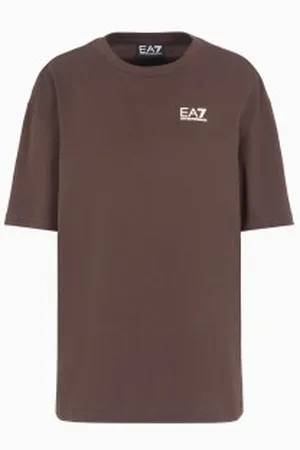 EA7 Para mulher. 7W000256_AF13275 T-shirt de manga curta (L), Marrom, Casual, Esportivo, Algodão, Multisport